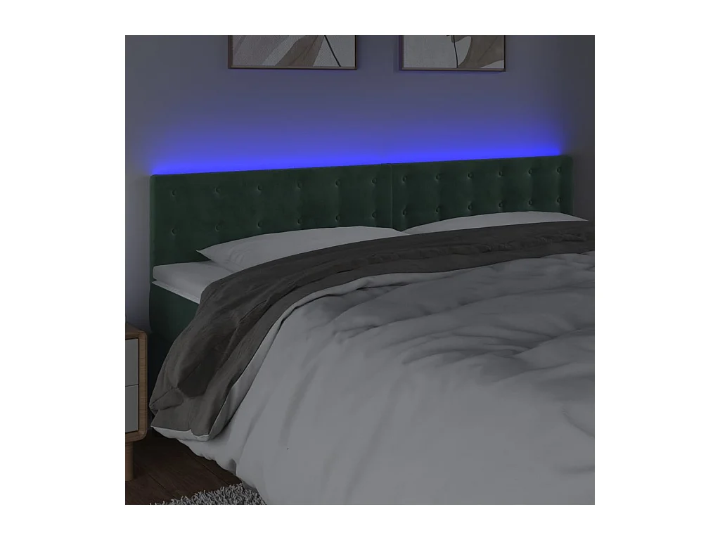 LED Hoofdbord Donkergroen 200x5x78/88 cm Fluweel