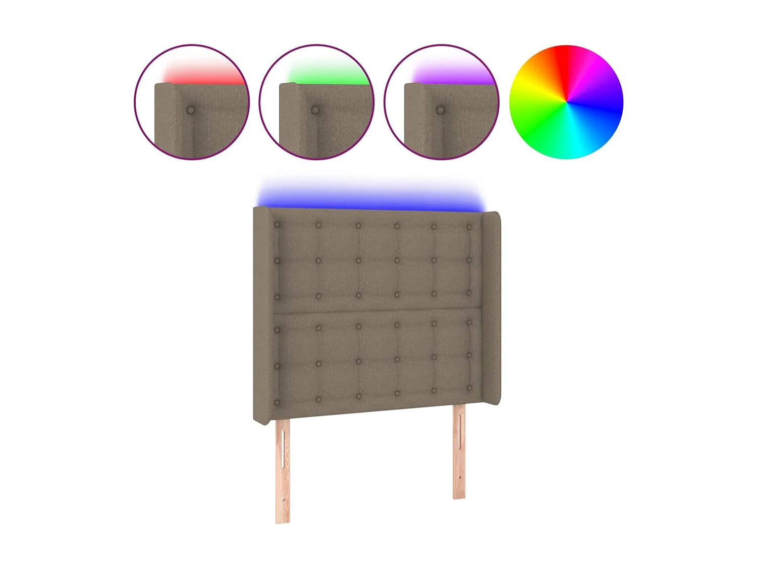 Tête de lit à LED Taupe 83x16x118/128 cm Tissu