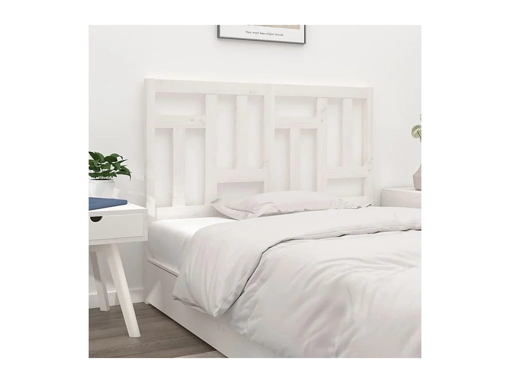 Wit hoofdbord 125,5x4x100 cm Massief grenenhout