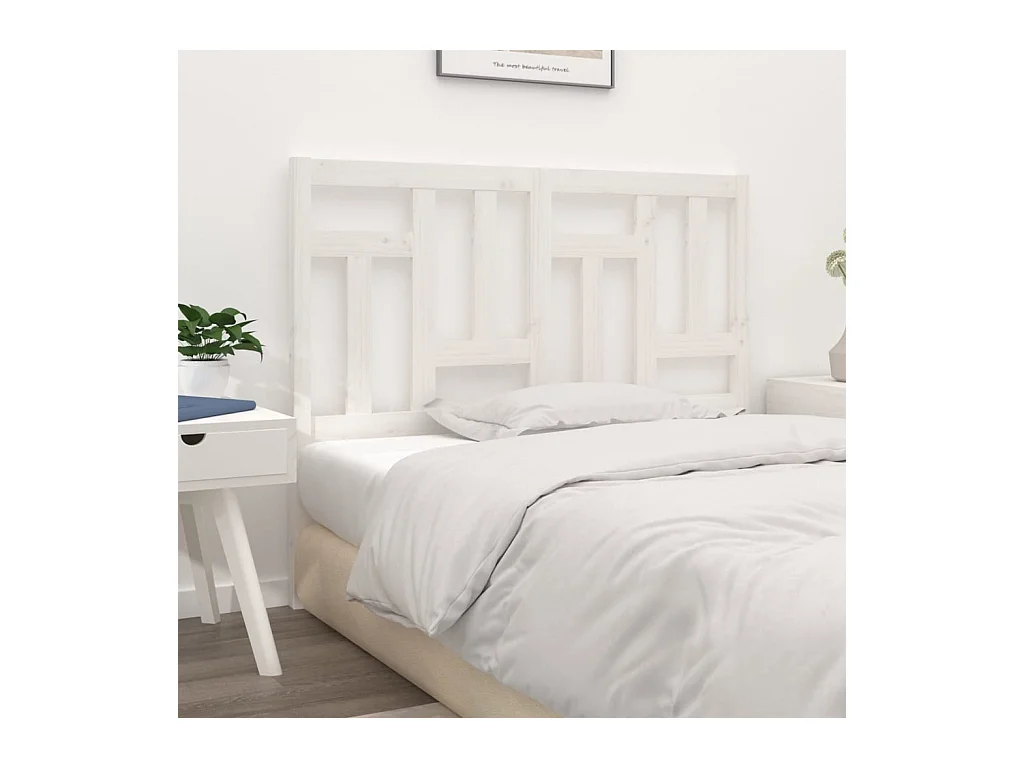 Wit hoofdbord 125,5x4x100 cm Massief grenenhout