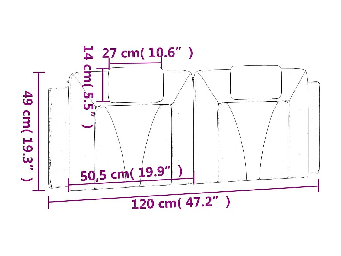 Weißes Kopfteilkissen 120 cm Kunstleder