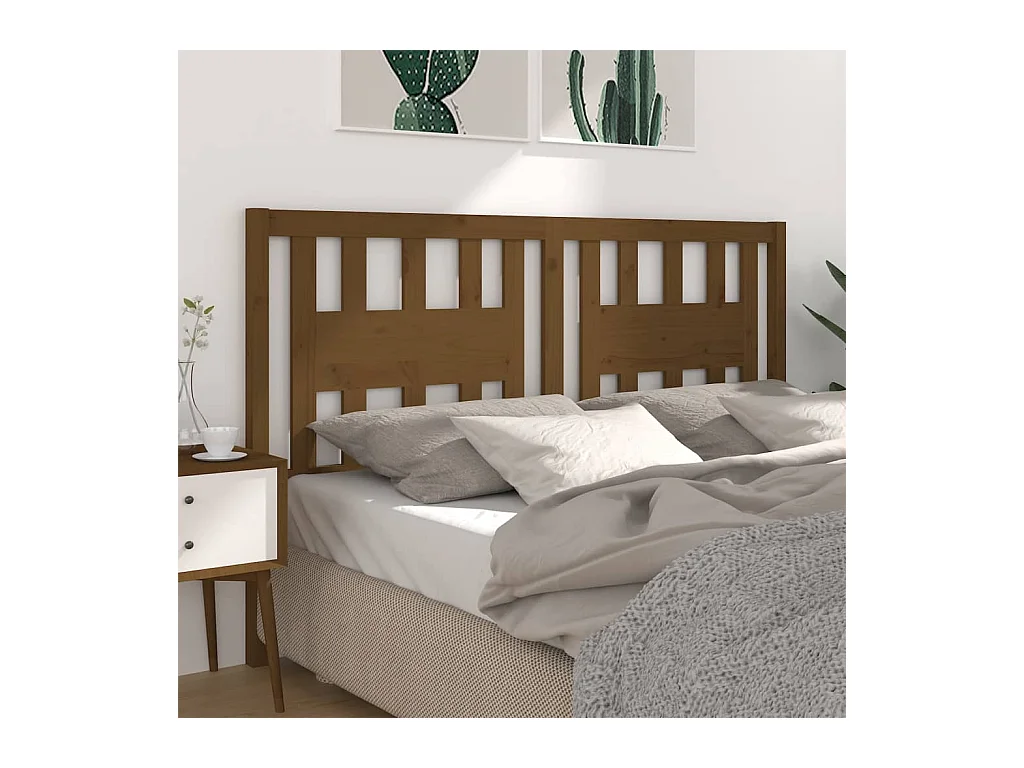 Testiera Marrone Miele 126x4x100 cm Legno di Pino Massiccio