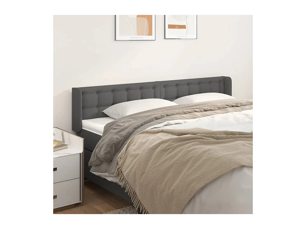 Hoofdbord met vleugels Grijs 203x16x78/88 cm Kunstleer