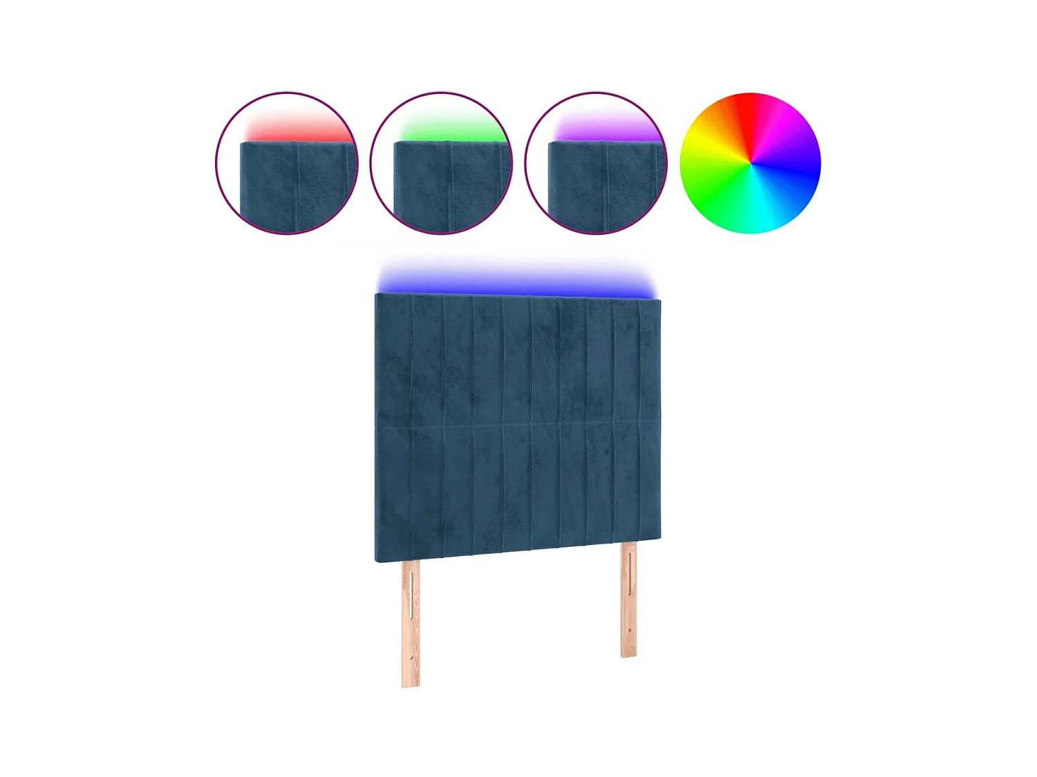 Tête de lit à LED Bleu foncé 90x5x118/128 cm Velours