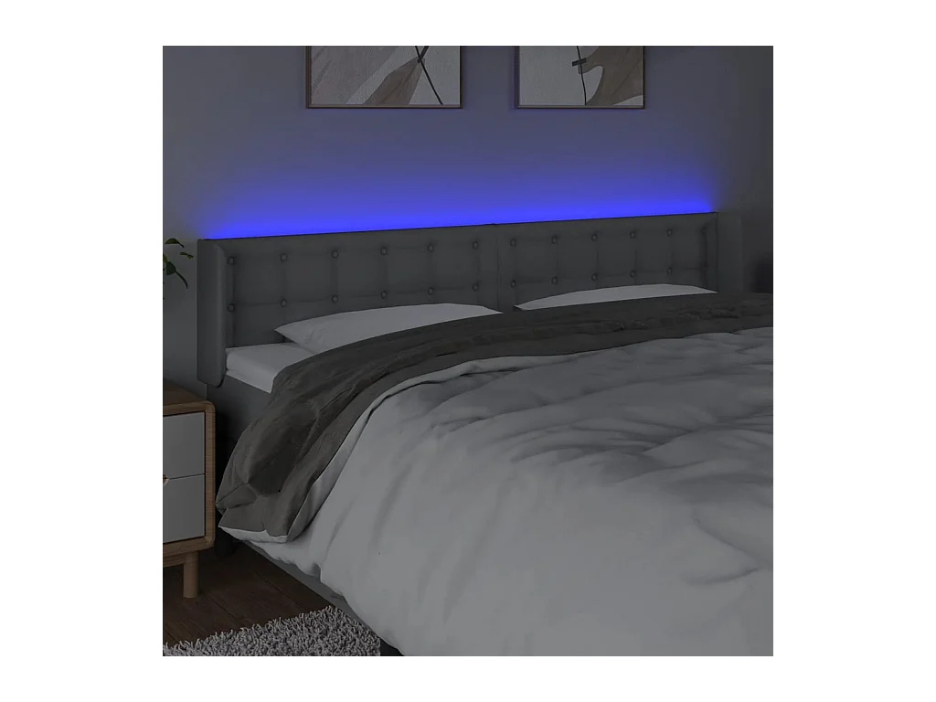 Tête de lit à LED Gris clair 183x16x78/88 cm Tissu