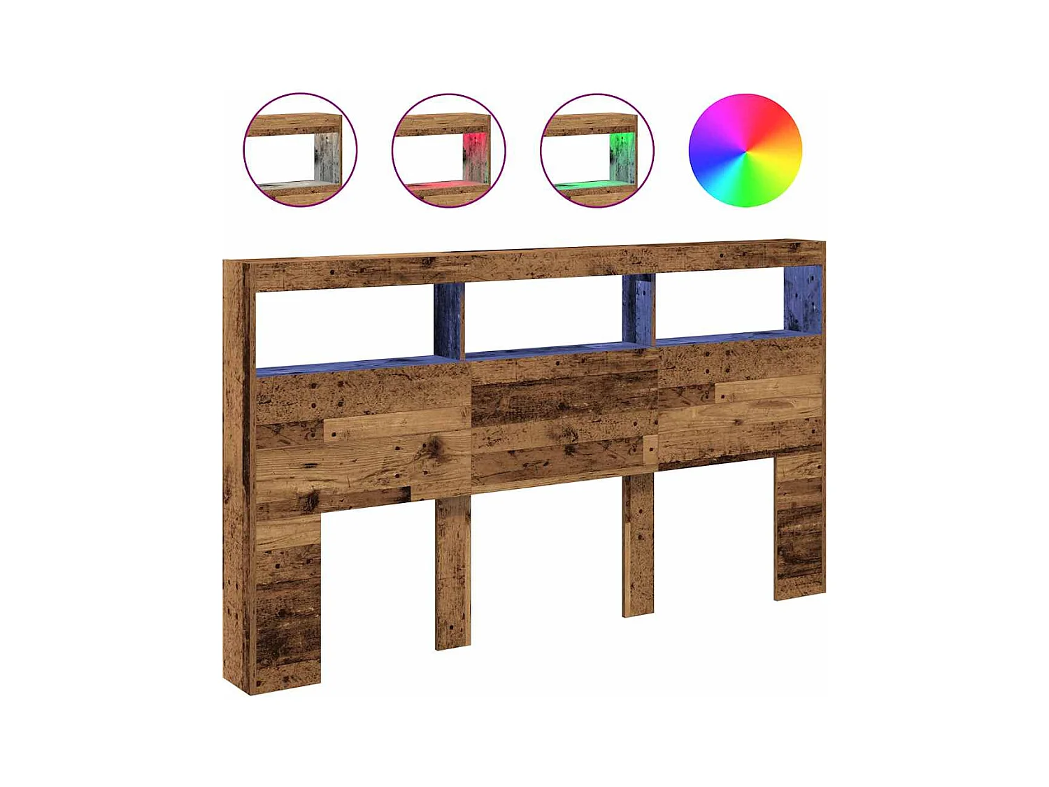 Hoofdbord kledingkast met LED oud hout 180x17x102 cm
