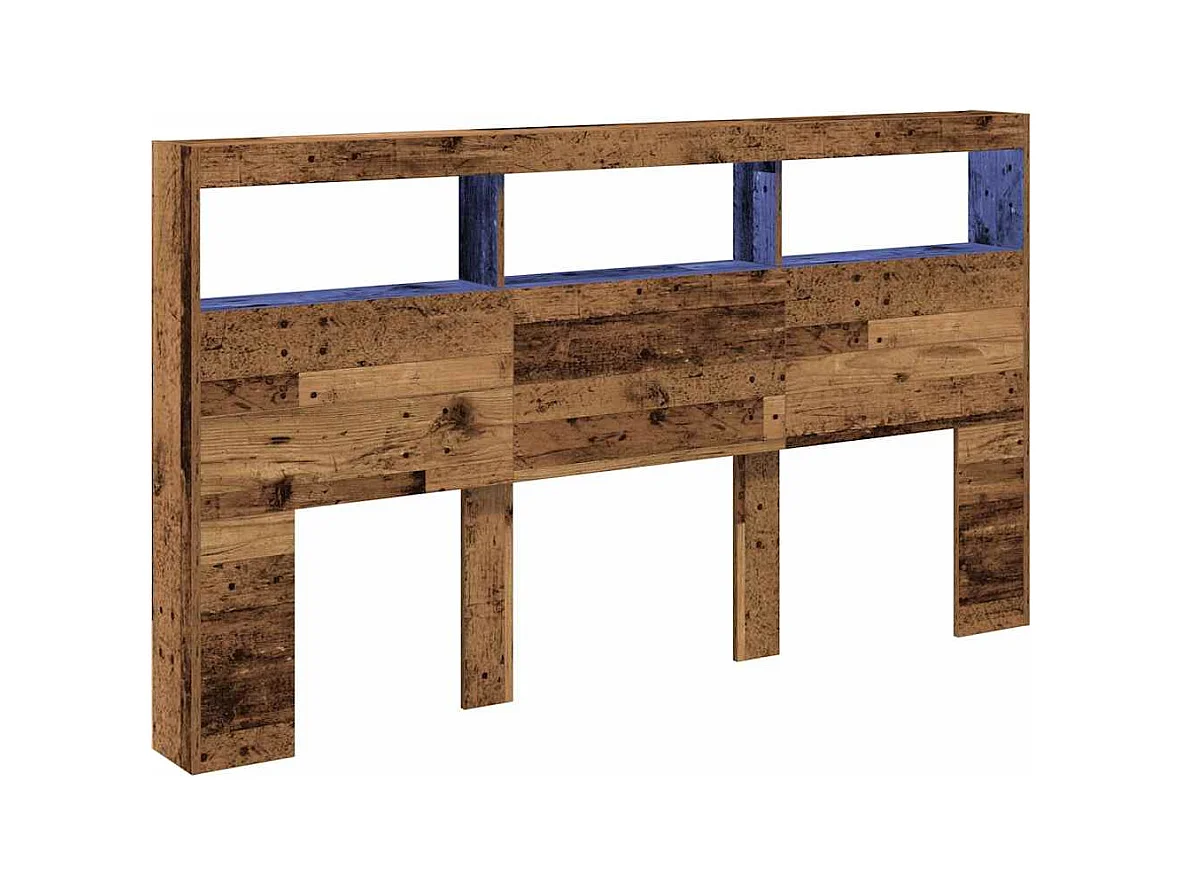 Hoofdbord kledingkast met LED oud hout 180x17x102 cm