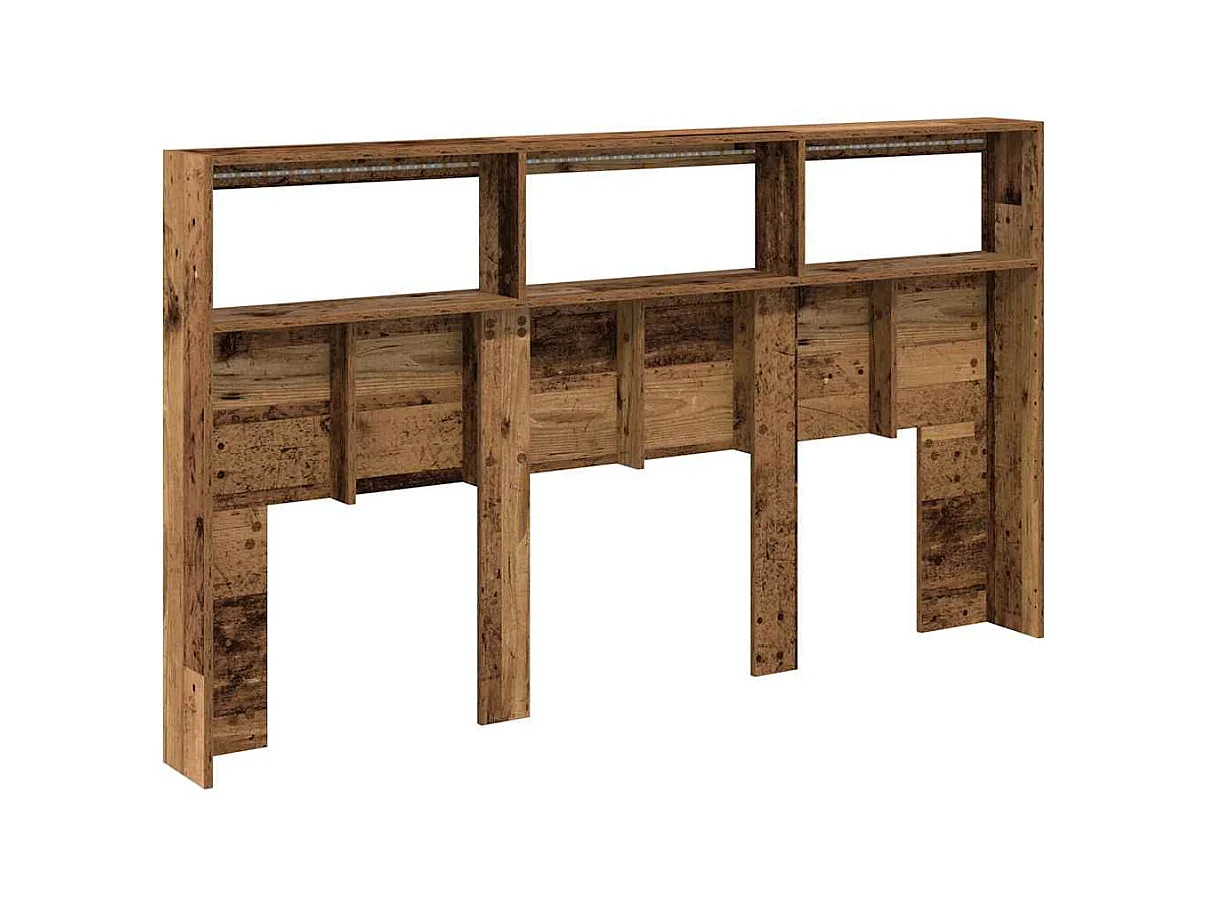 Hoofdbord kledingkast met LED oud hout 180x17x102 cm