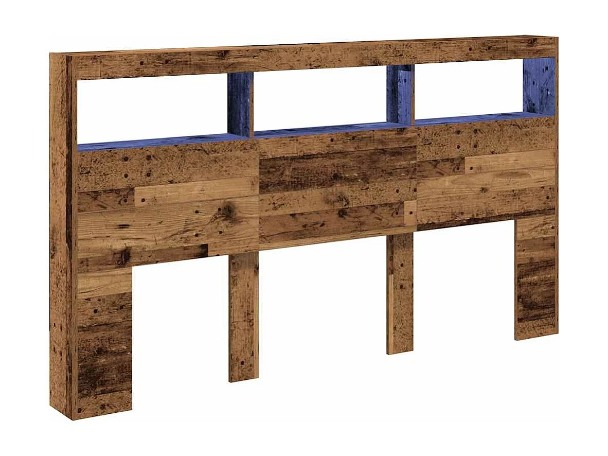 Hoofdbord kledingkast met LED oud hout 180x17x102 cm