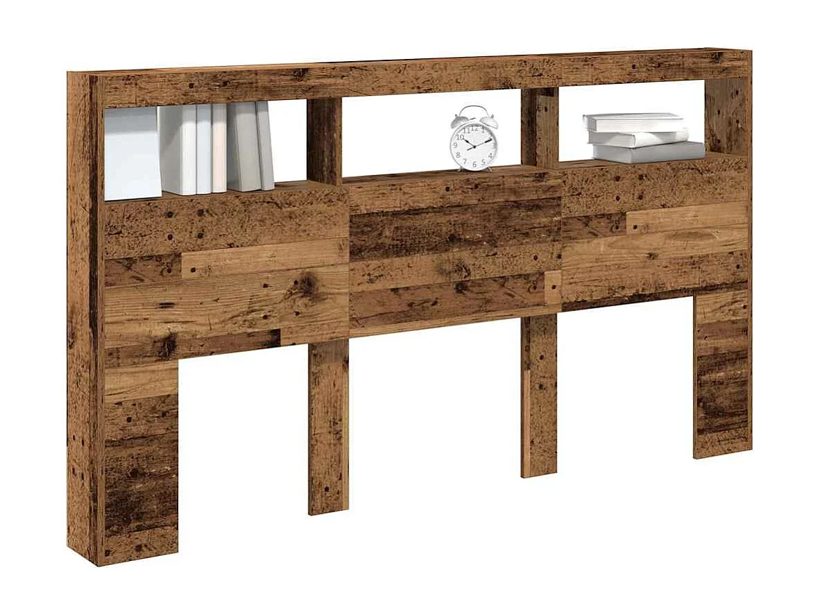 Hoofdbord kledingkast met LED oud hout 180x17x102 cm