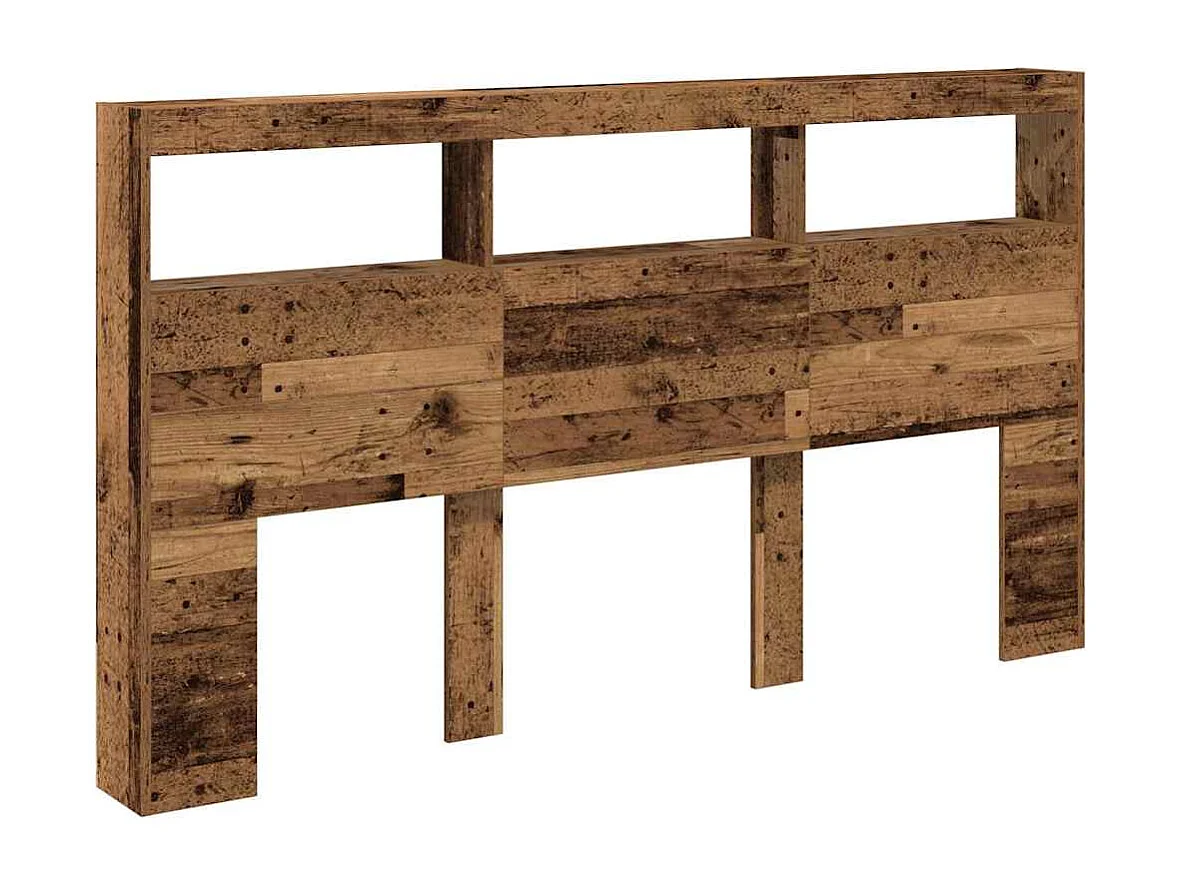 Hoofdbord kledingkast met LED oud hout 180x17x102 cm