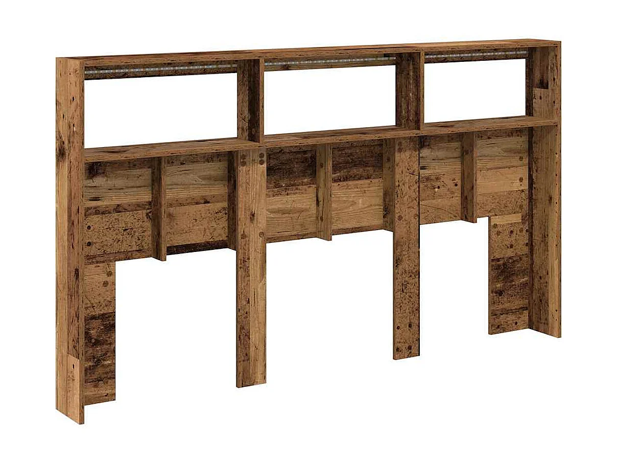 Hoofdbord kledingkast met LED oud hout 180x17x102 cm