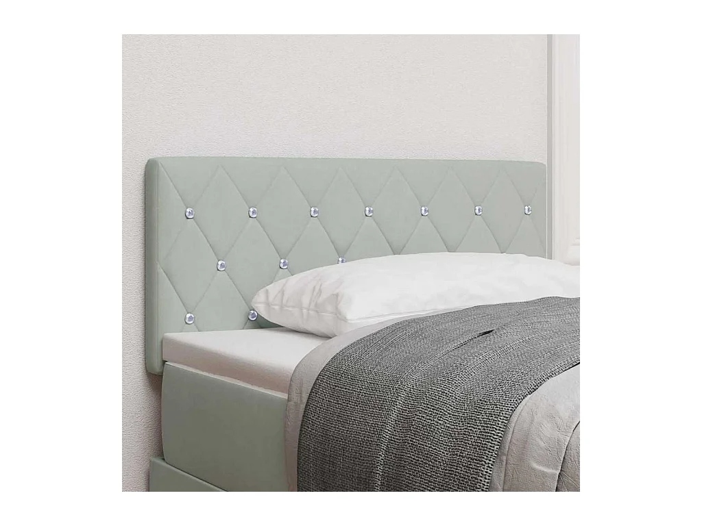 Cabecero de terciopelo Argyle gris claro de 90 cm.