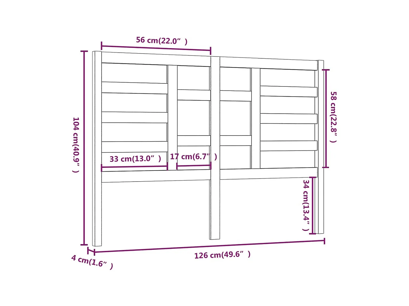 Cabecero blanco 126x4x104 cm Madera maciza de pino