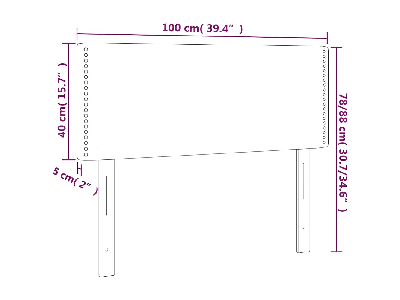 Wit hoofdbord 100x5x78/88 cm Kunstleer