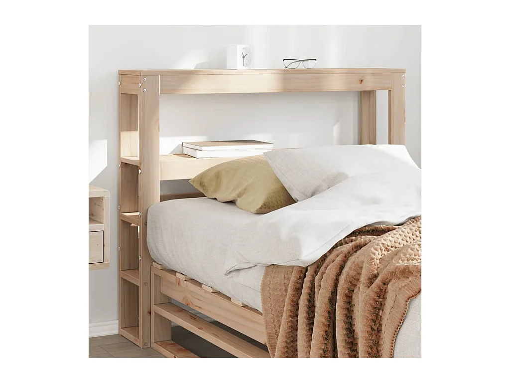 Cabecero con estantes 90 cm madera maciza de pino