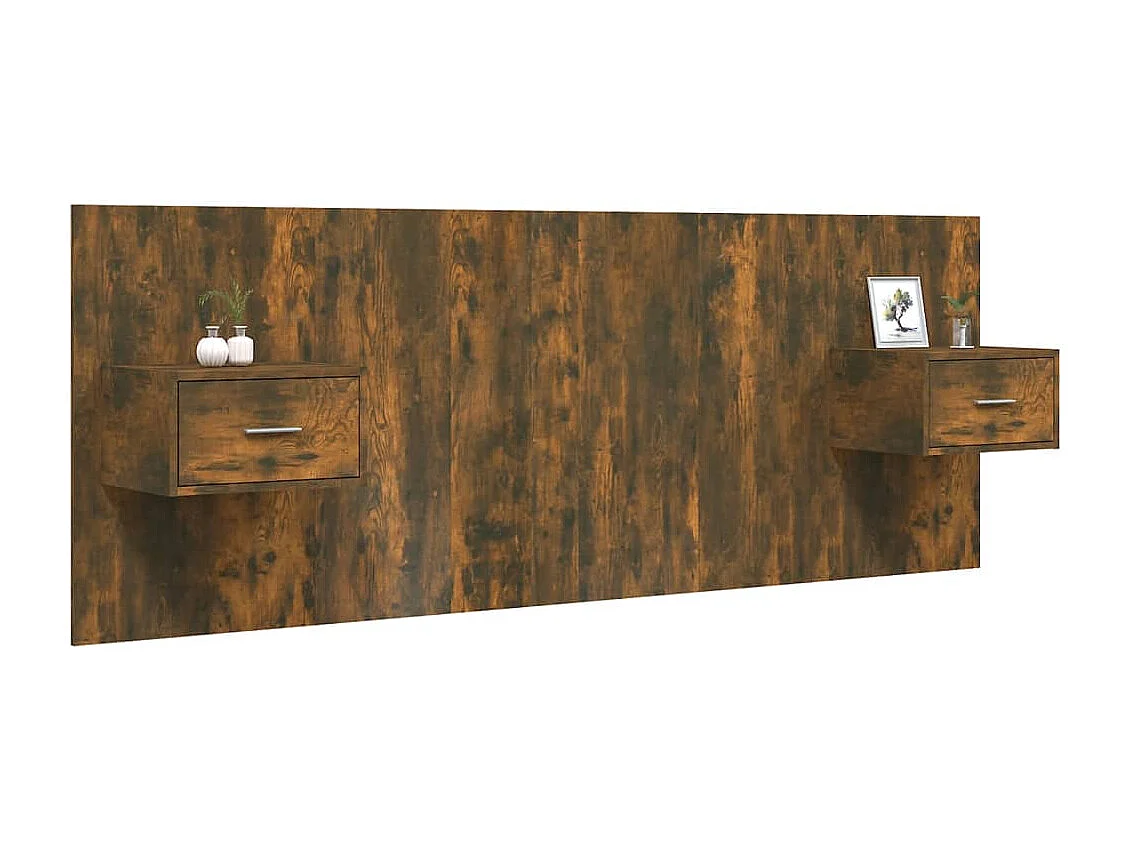 Hoofdbord met kasten Gerookt eikenhout Technisch hout