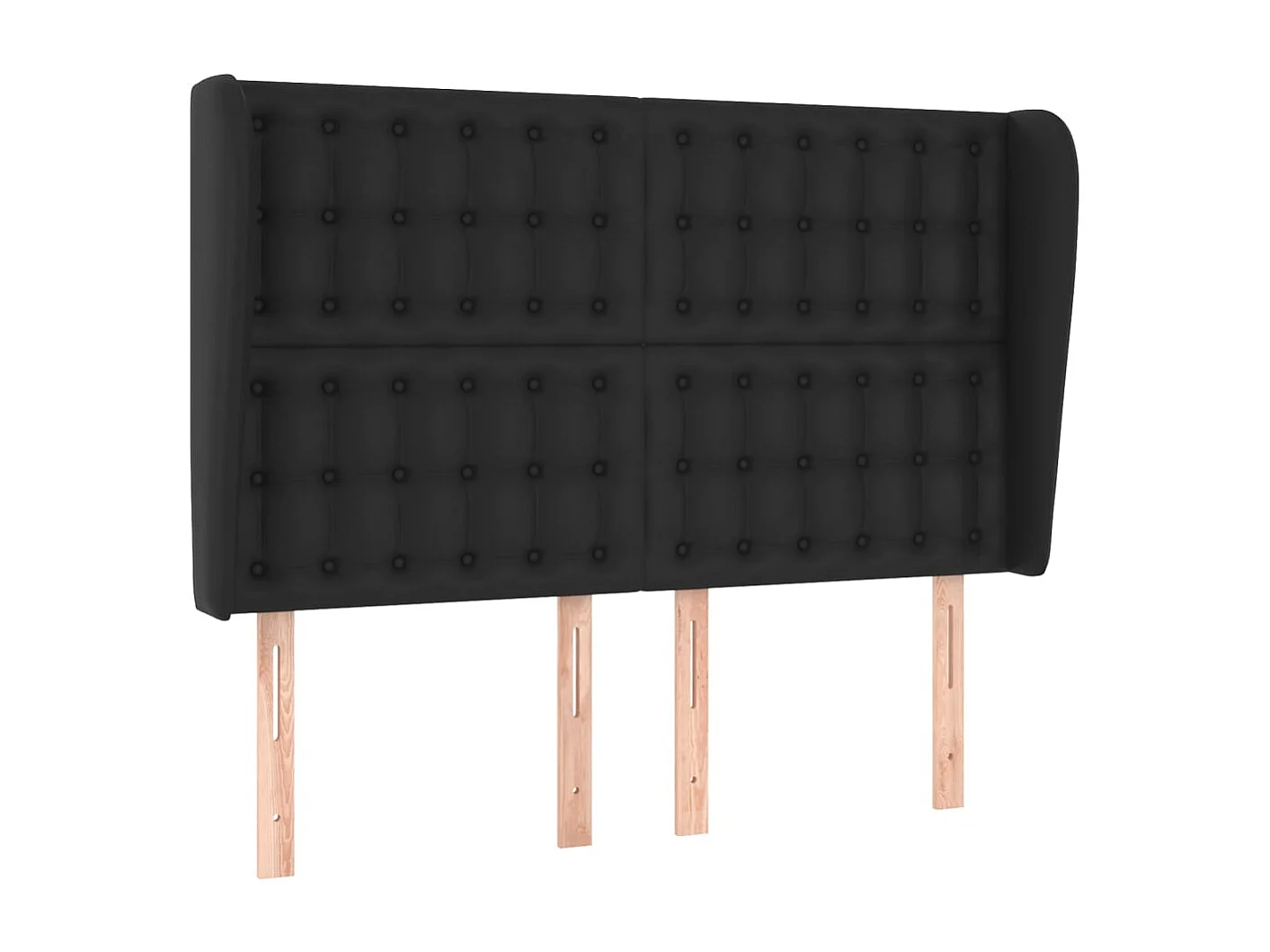 Hoofdbord met vleugels Zwart 147x23x118/128 cm Kunstleer