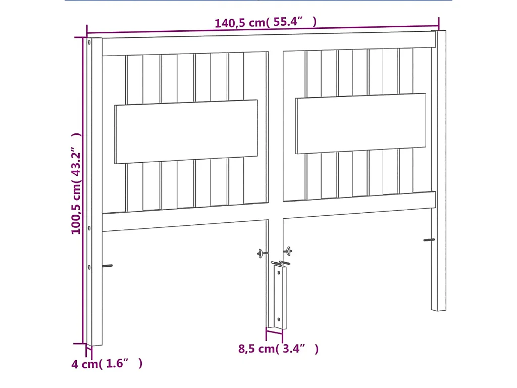 Cabecero encerado marrón 135 cm madera maciza de pino
