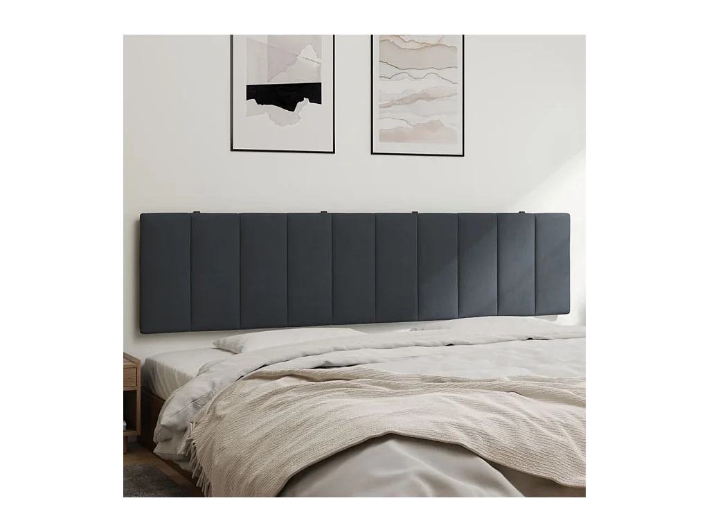 Coussin de tête de lit gris foncé 200 cm velours