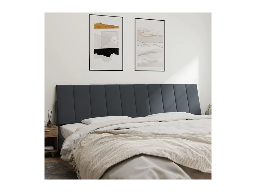 Coussin de tête de lit gris foncé 200 cm velours