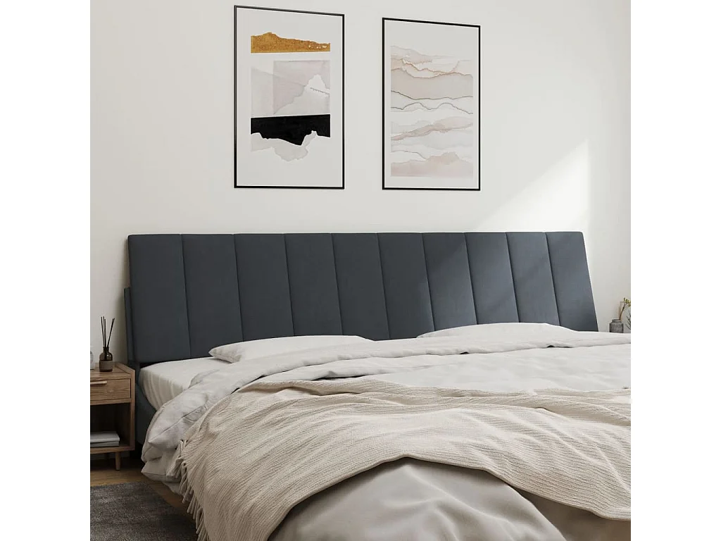 Coussin de tête de lit gris foncé 200 cm velours