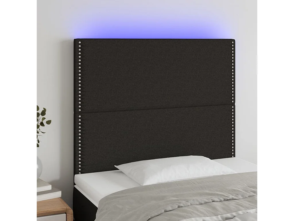 Cabecero LED Negro 80x5x118/128 cm Tela