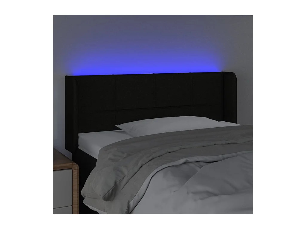 Tête de lit à LED Noir 83x16x78/88 cm Tissu