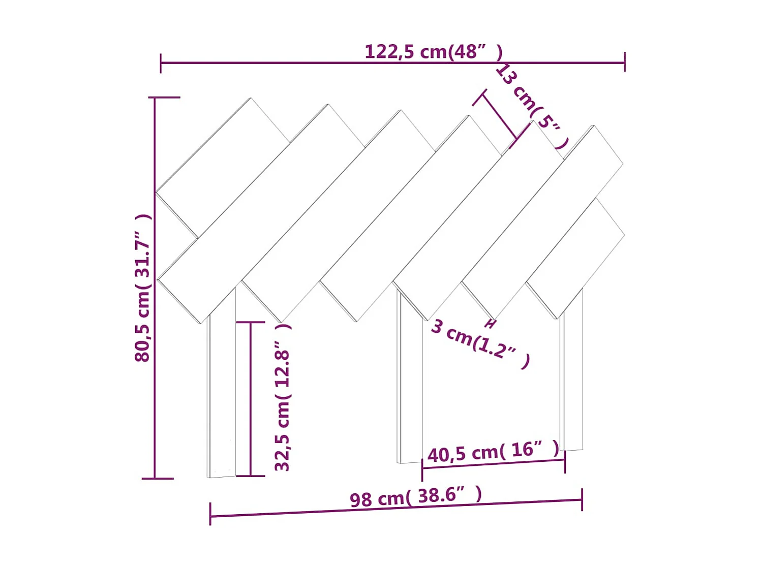 Hoofdbord 122,5x3x80,5 cm Massief grenenhout