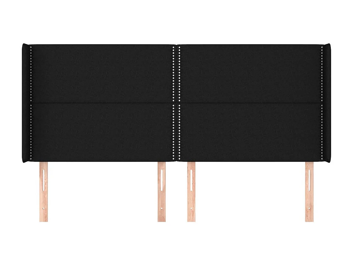 Testiera con ali Nero 203x16x118/128 cm Tessuto