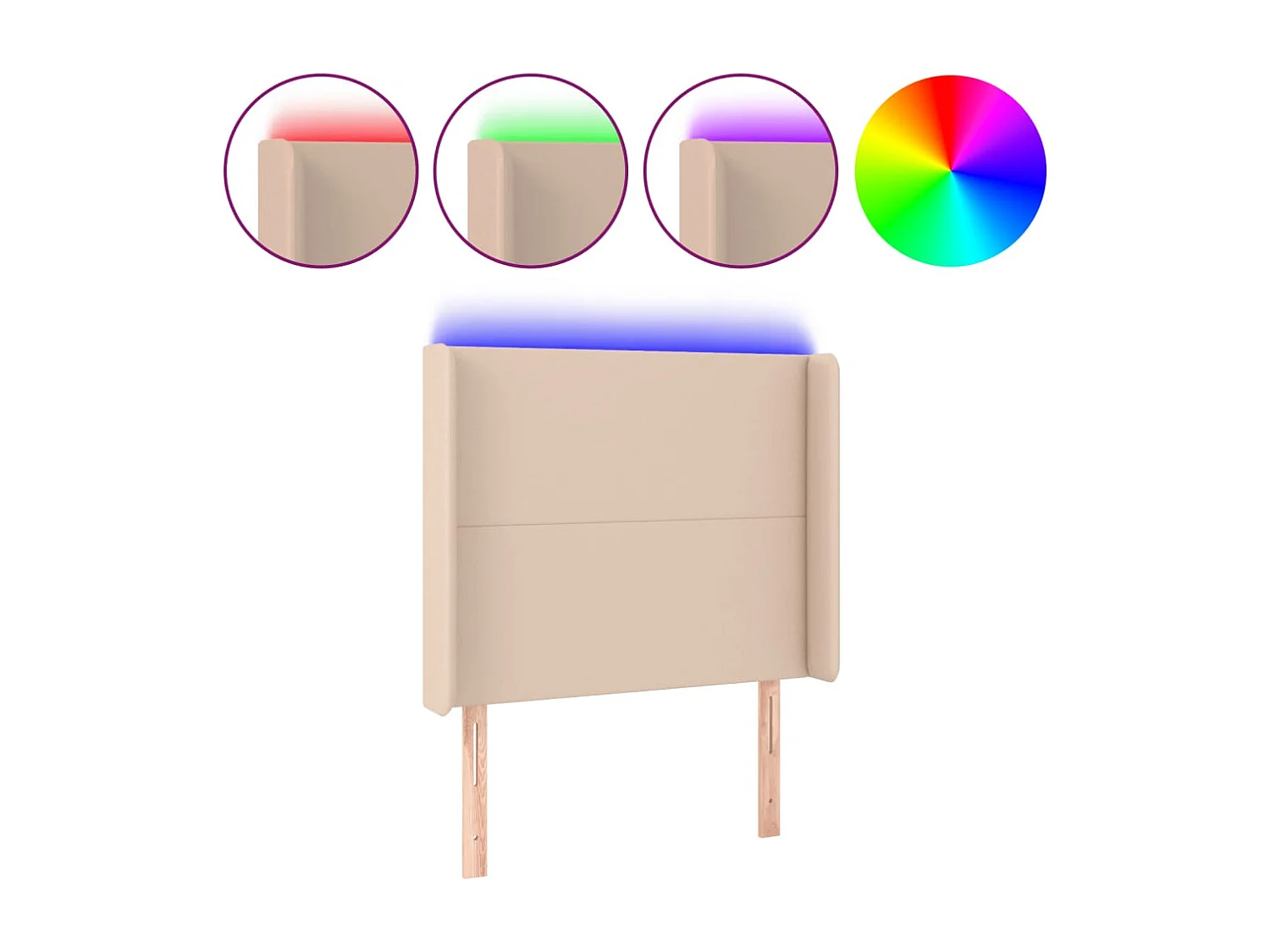 Testiera LED Cappuccino 83x16x118/128 cm Ecopelle