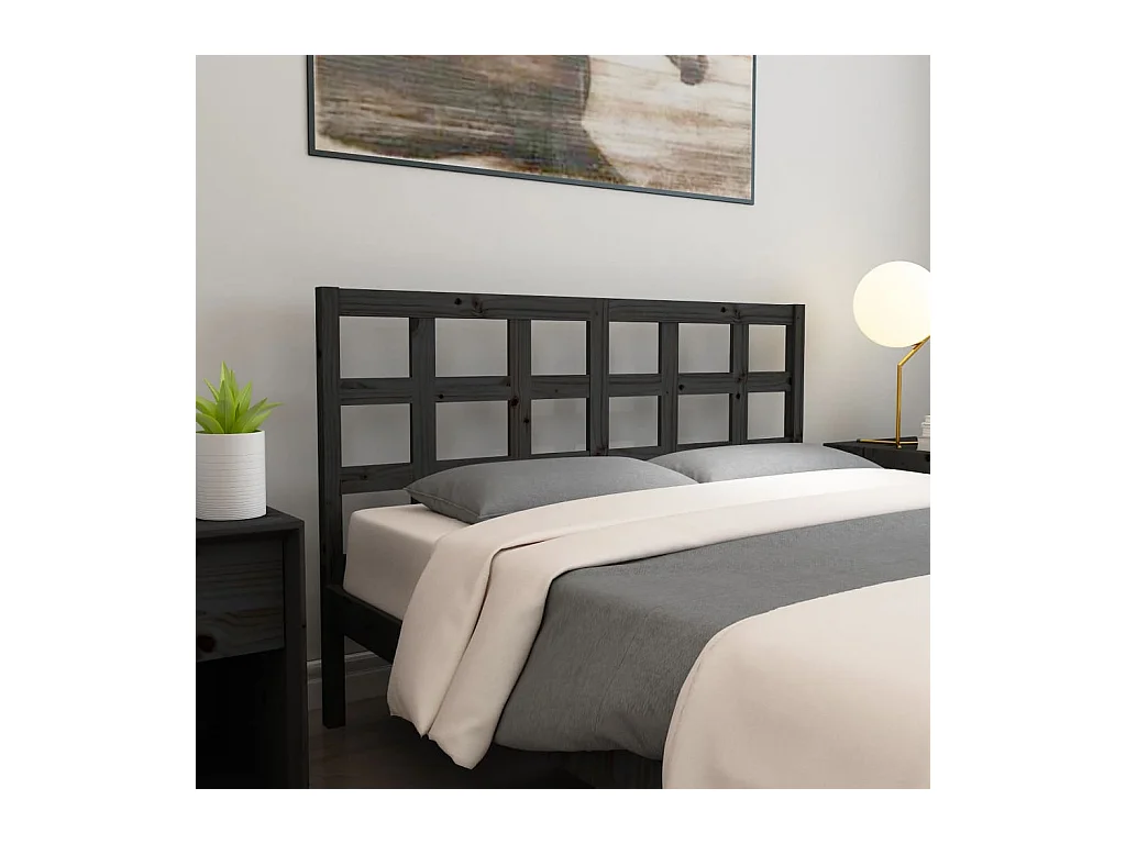 Zwart hoofdbord 165,5x4x100 cm Massief grenenhout