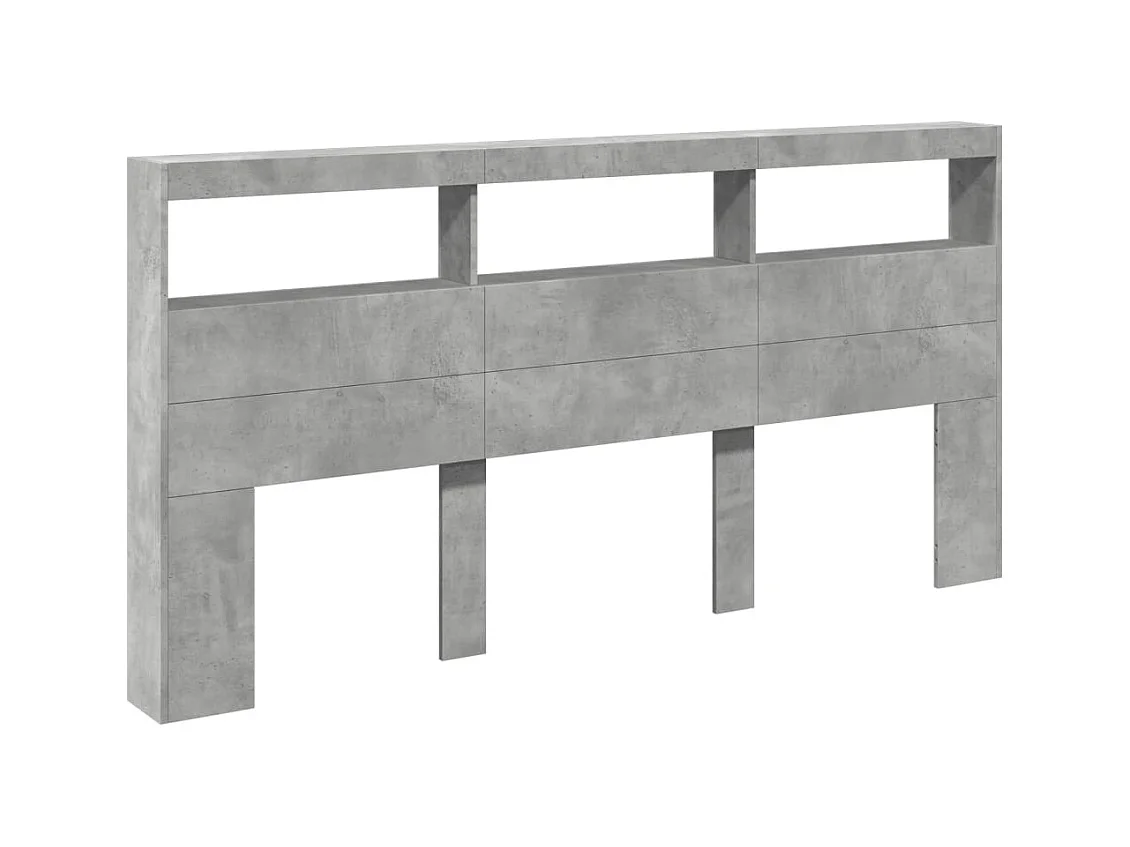 Betongrijs hoofdbord met LED's 200x17x102 cm