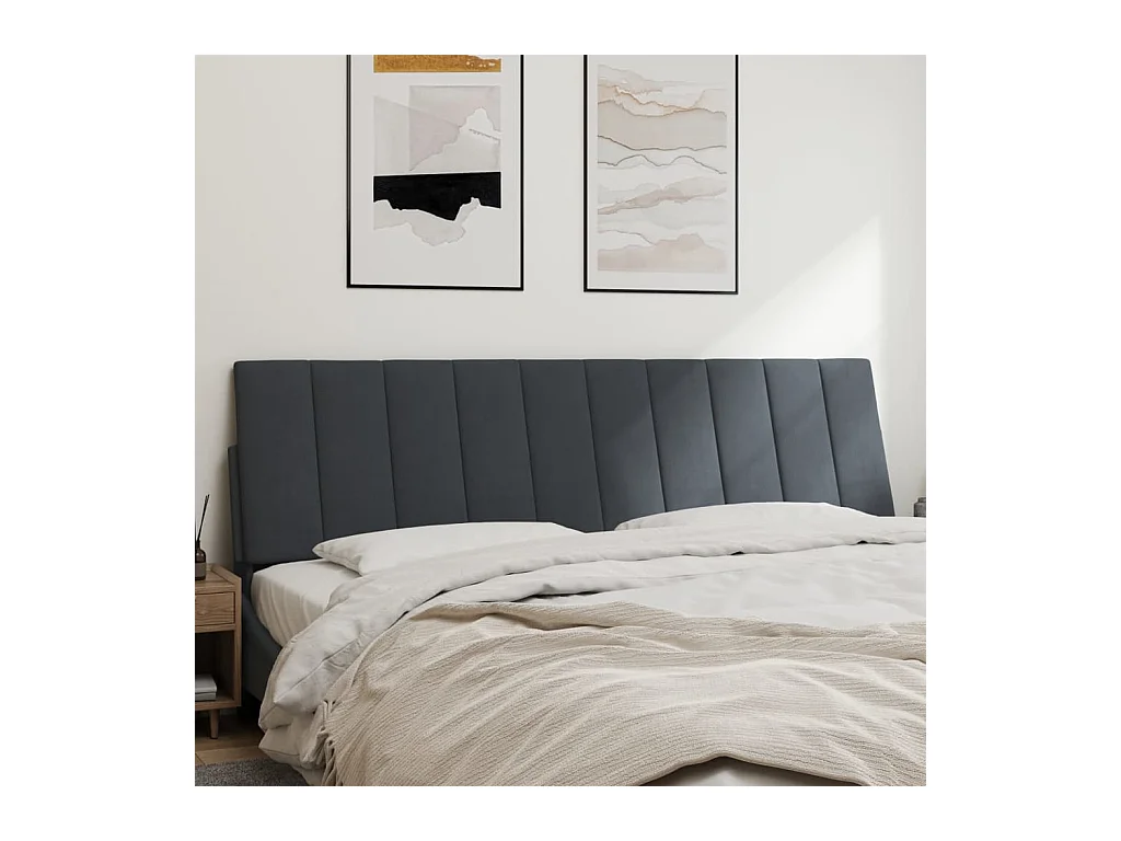 Donkergrijs hoofdbordkussen 180 cm fluweel