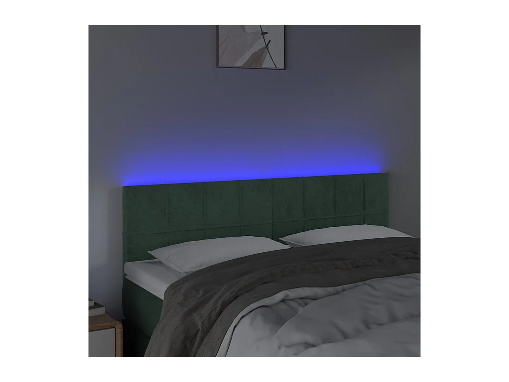Tête de lit à LED Vert foncé 144x5x78/88 cm Velours