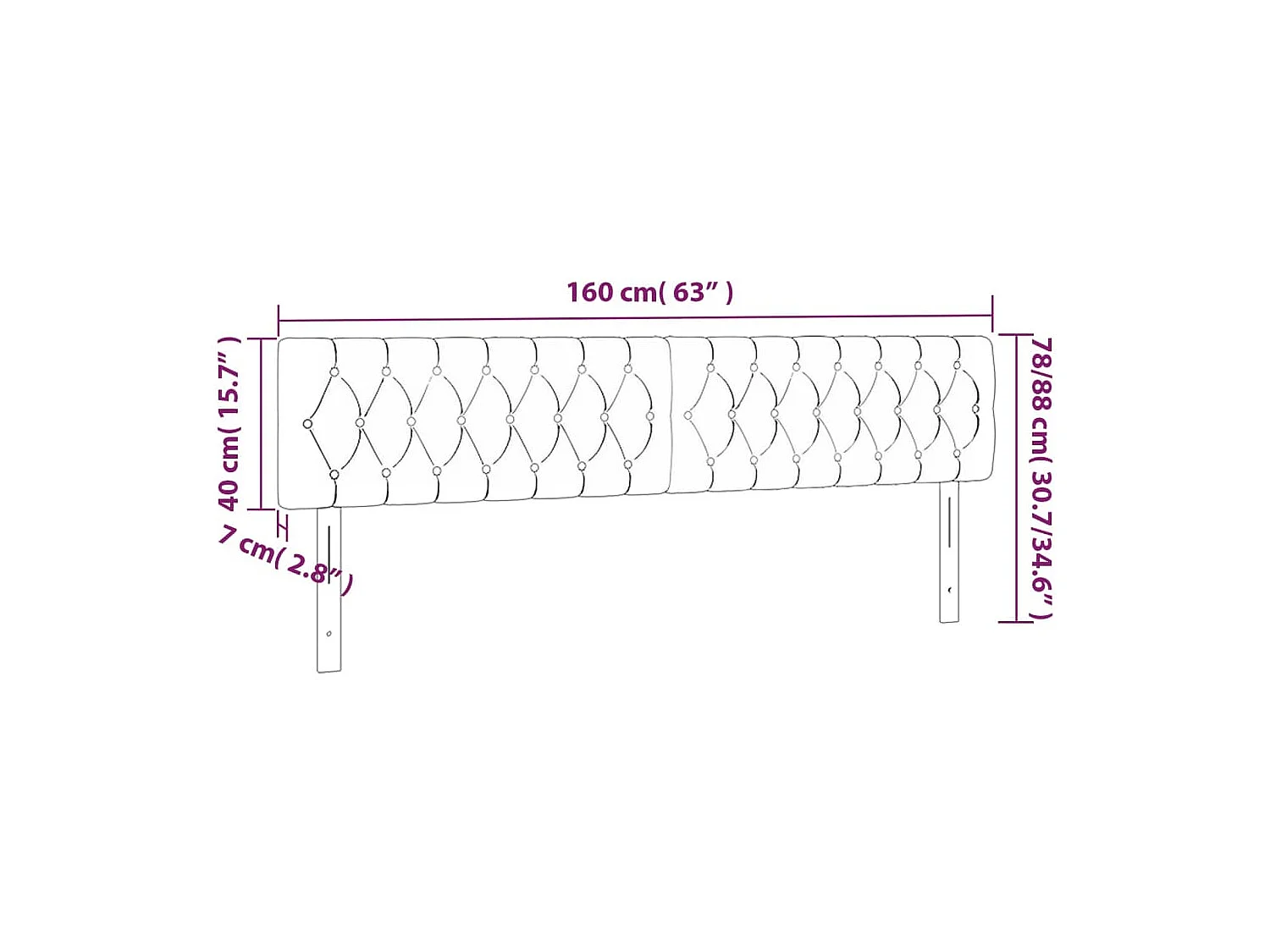 Kopfteile 2 Stk. Dunkelgrau 80x7x78/88 cm Stoff