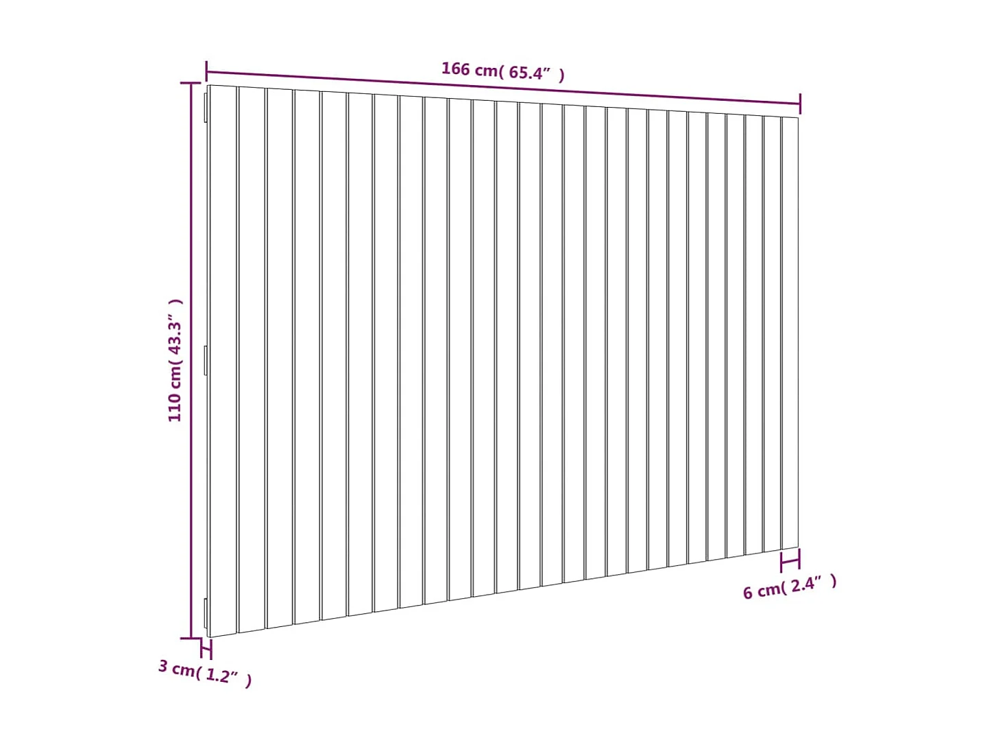 Tête de lit murale 166x3x110 cm Bois massif de pin
