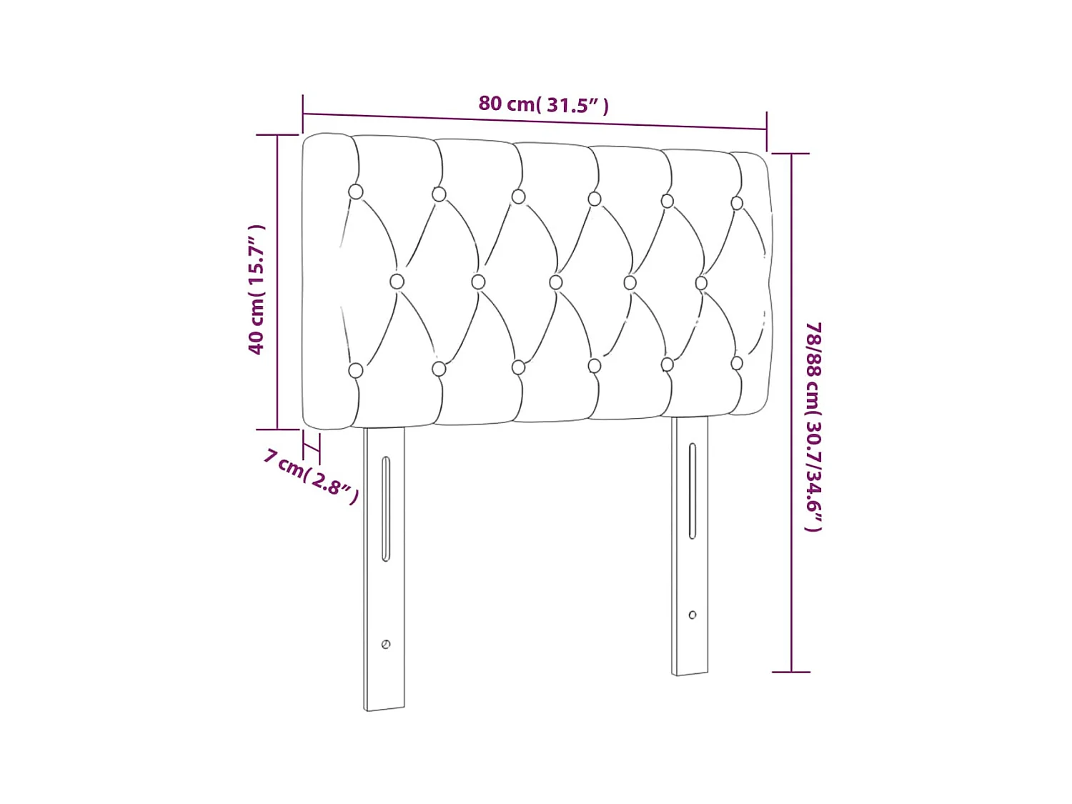 Donkergrijs hoofdbord 80x7x78/88 cm stof