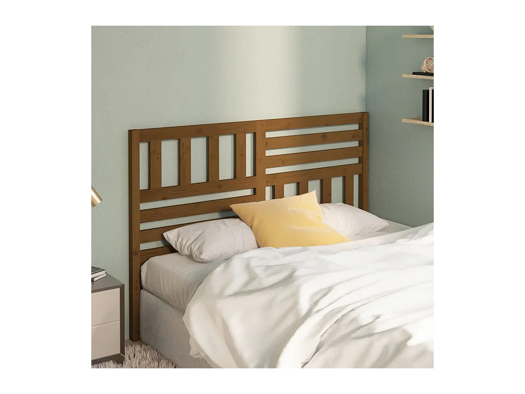 Testiera Marrone Miele 156x4x100 cm Legno di Pino Massiccio