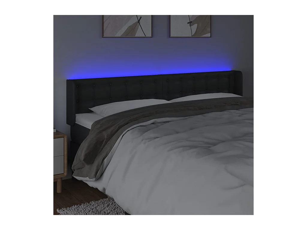 Tête de lit à LED Noir 203x16x78/88 cm Similicuir