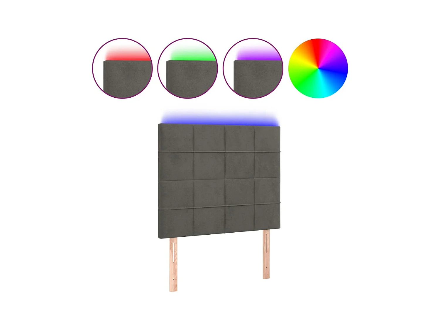 LED Hoofdbord Donkergrijs 90x5x118/128 cm Fluweel