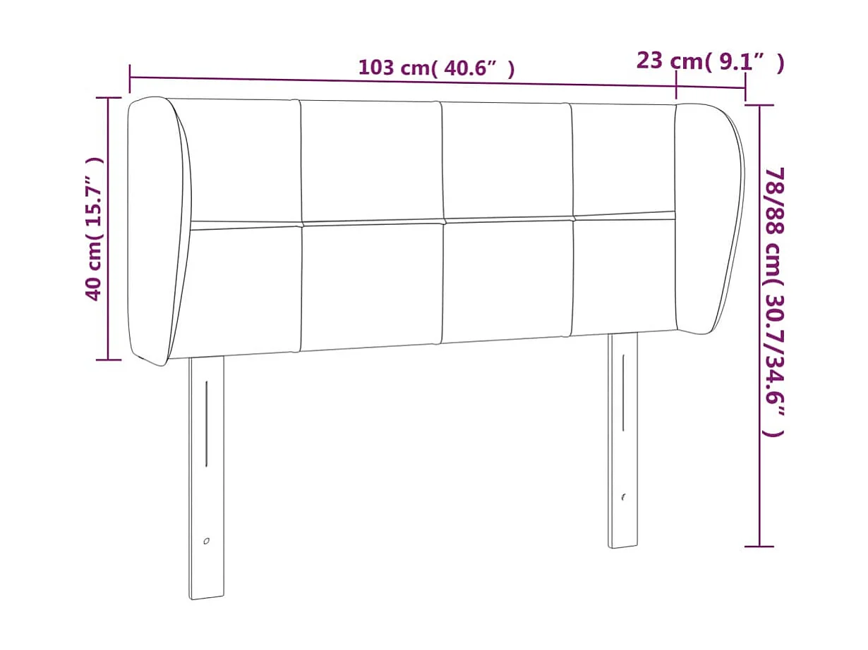 Hoofdbord met vleugels Taupe 103x23x78/88 cm Stof