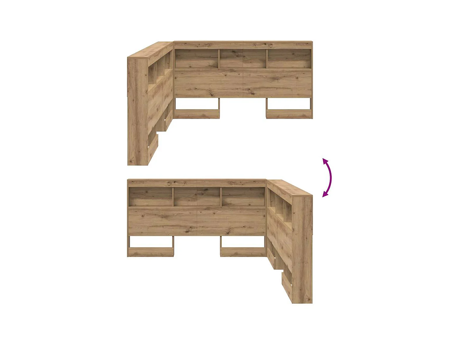 Bettkopfteil mit Stauraum und Ablage, handgefertigte Eiche, 160 cm