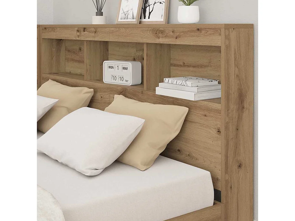 Testiera contenitore con ripiano, rovere artigianale, 160 cm