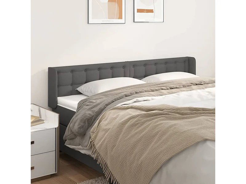 Hoofdbord met vleugels Grijs 183x16x78/88 cm Kunstleer