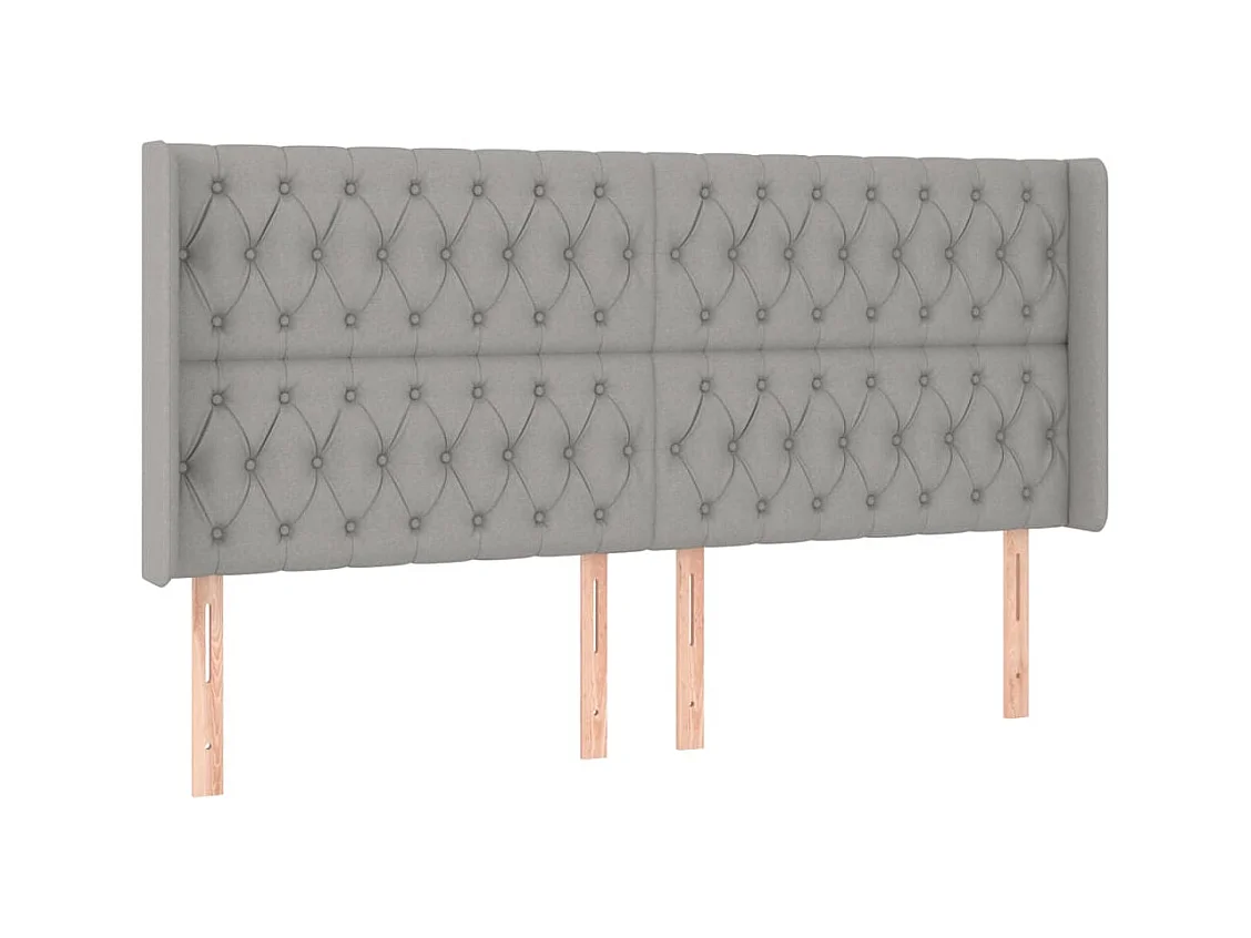 Tête de lit à LED Gris clair 203x16x118/128 cm Tissu