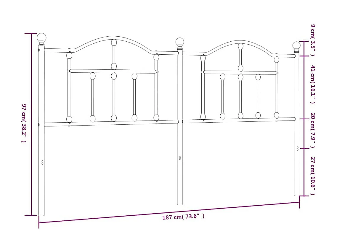Wit metalen hoofdbord 180 cm
