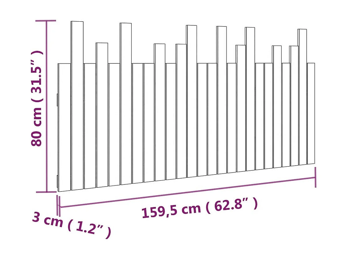Wandhoofdbord Wit 159,5x3x80 cm Massief grenenhout
