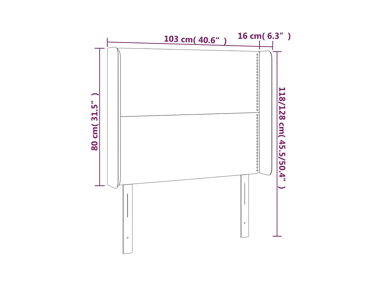 Kopfteil mit Flügeln Grau 103x16x118/128 cm Kunstleder