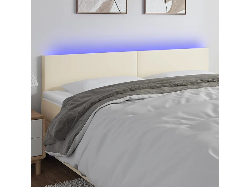 LED Hoofdbord Crème 160x5x78/88 cm Kunstleer